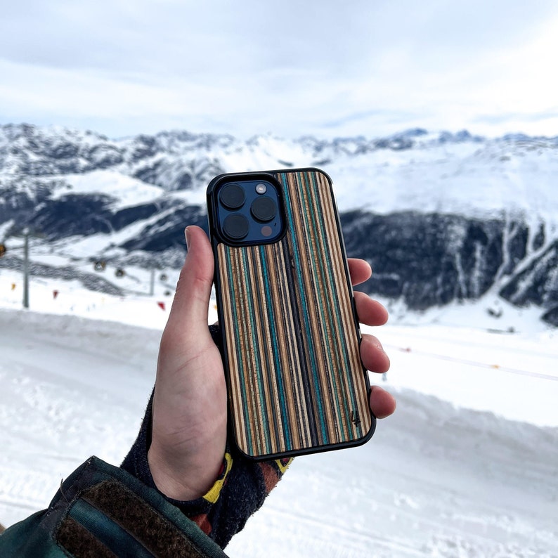 Wood phone case from Recycled Skateboards for 15 Pro, 14, Max, 13, 12, 11 Pro , 8 plus, 7 plus, 13 Pro, 7, 8, 6s, 6 wooden mens phone case image 2