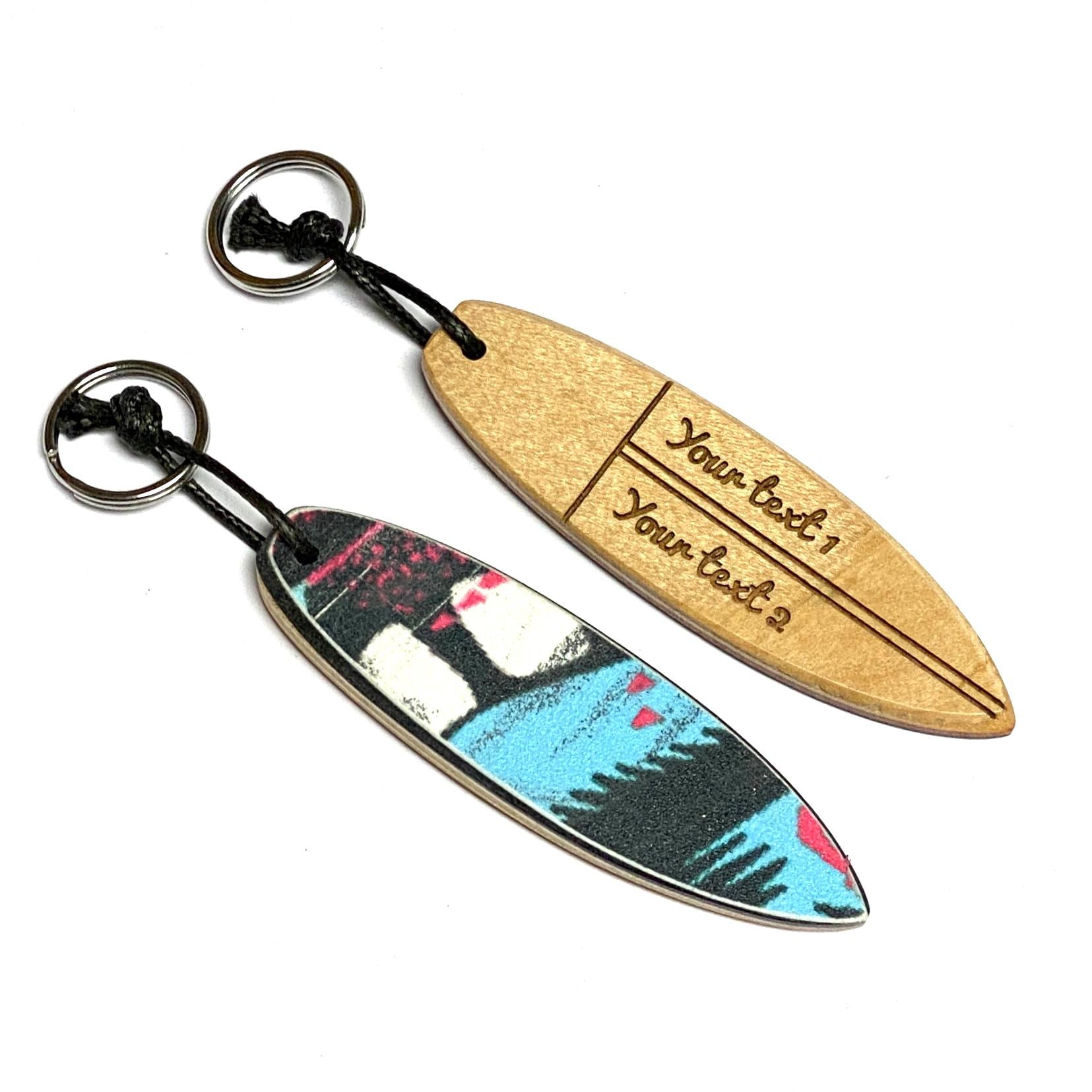 Personalized Surfboard Keychain from Recycled Skateboards - Personalized Gift - Engraved name - Wood Surfboard - Surfer Gift Custom keychain