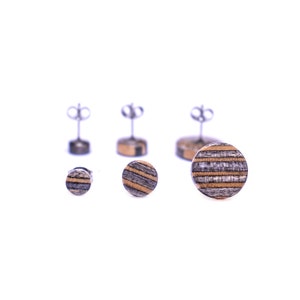 Wood Stud Earrings from Skateboards Boho earrings Wooden Earrings set Gifts Gift for Her Funky Geometric Minimalist Circle image 4