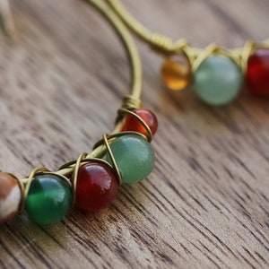 Boho earrings in brass and semi-precious stones image 9