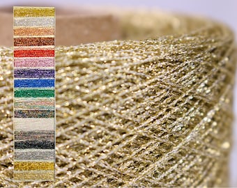 Metallic Yarn 3 Ply 3500 YPP Shine Glitter Lurex Sparkle Lame Novelty Thread Knit Crochet Craft Weave Fiber Arts Tapestry Crewel Needlepoint