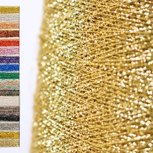 Metallic Glitter Sparkle Lurex 100g Ball Cone Yarn American Made Knit Crochet Fiber Arts Weaving Crafts Tapestry Embroidery Crafts Fiber Art