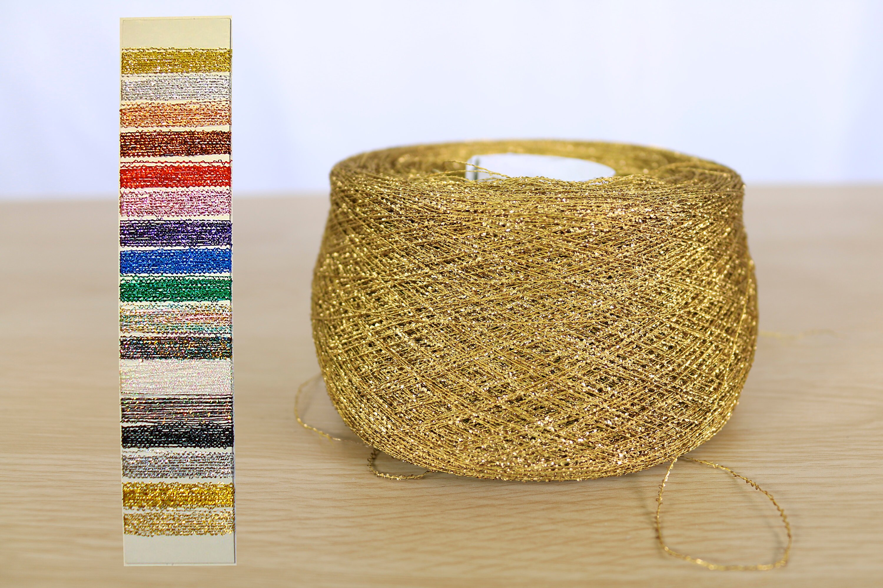 Metallic Glitter Sparkle Lurex 100g Ball Cone Yarn American Made Knit…