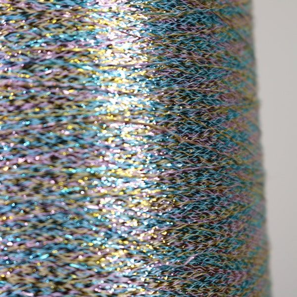 Rainbow Silver Metallic Glitter Sparkle American Yarn Hand Knit Crochet Weaving Skein Fiber Arts Crafts Tapestry Embroidery Thread Fiber