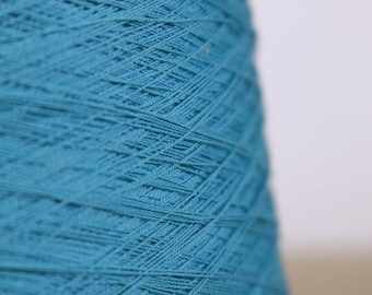 Teal Green Cotton Viscose Cone Yarn 2/50 NM 8400 YPP Italian Machine Hand Knit Crochet Fiber Arts Weave Tapestry Embroidery Textiles Sew Art