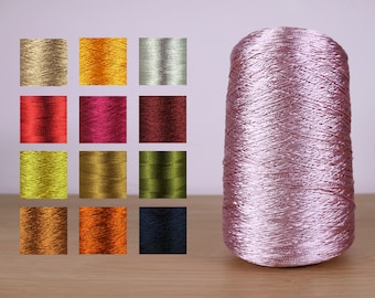 Viscose Rayon Shiny Glossy Sheen Metallic Cone Yarn Machine Knit Hand Knit Crochet Craft Weave Fiber Art Yarn