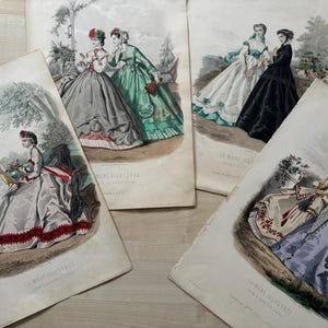 4x Fashion prints ladies 1860s