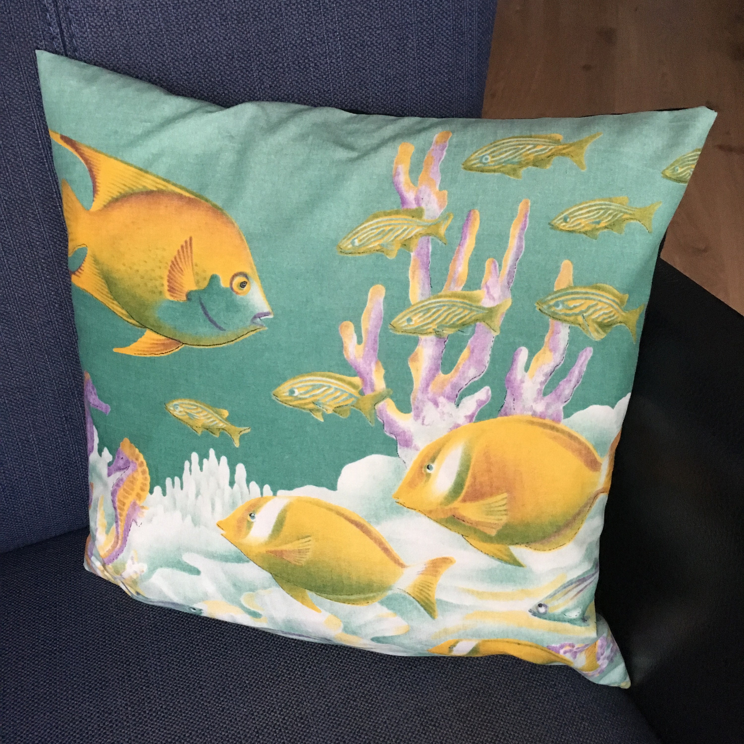 Unique Vlisco cushion with aquarium fish
