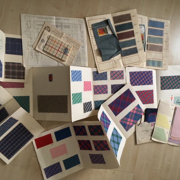 1950s Textile samples French fabric manufacturers. Checks, Vichy etc.