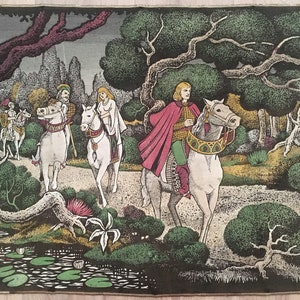 Medieval knights and a lady on horseback, 1930s