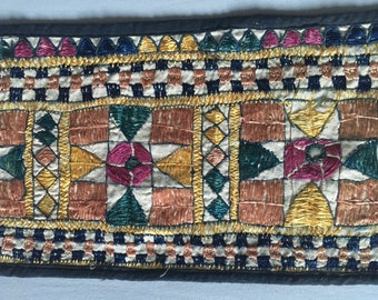 Antique Phulkari Bagh textile, India hand embroidery