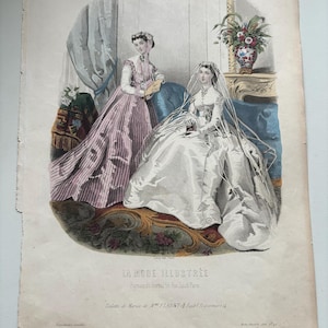 7x (!) Bridal fashion prints, 1860s and others. Originals!
