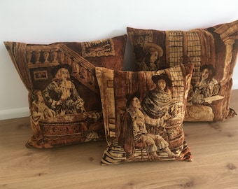 Based on 17th century Dutch paintings cushions, set of 3