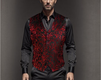 Gothic Victorian Vampire Steampunk Aristocrat Elegant Brocade Men's Plus Size Vest Waistcoat