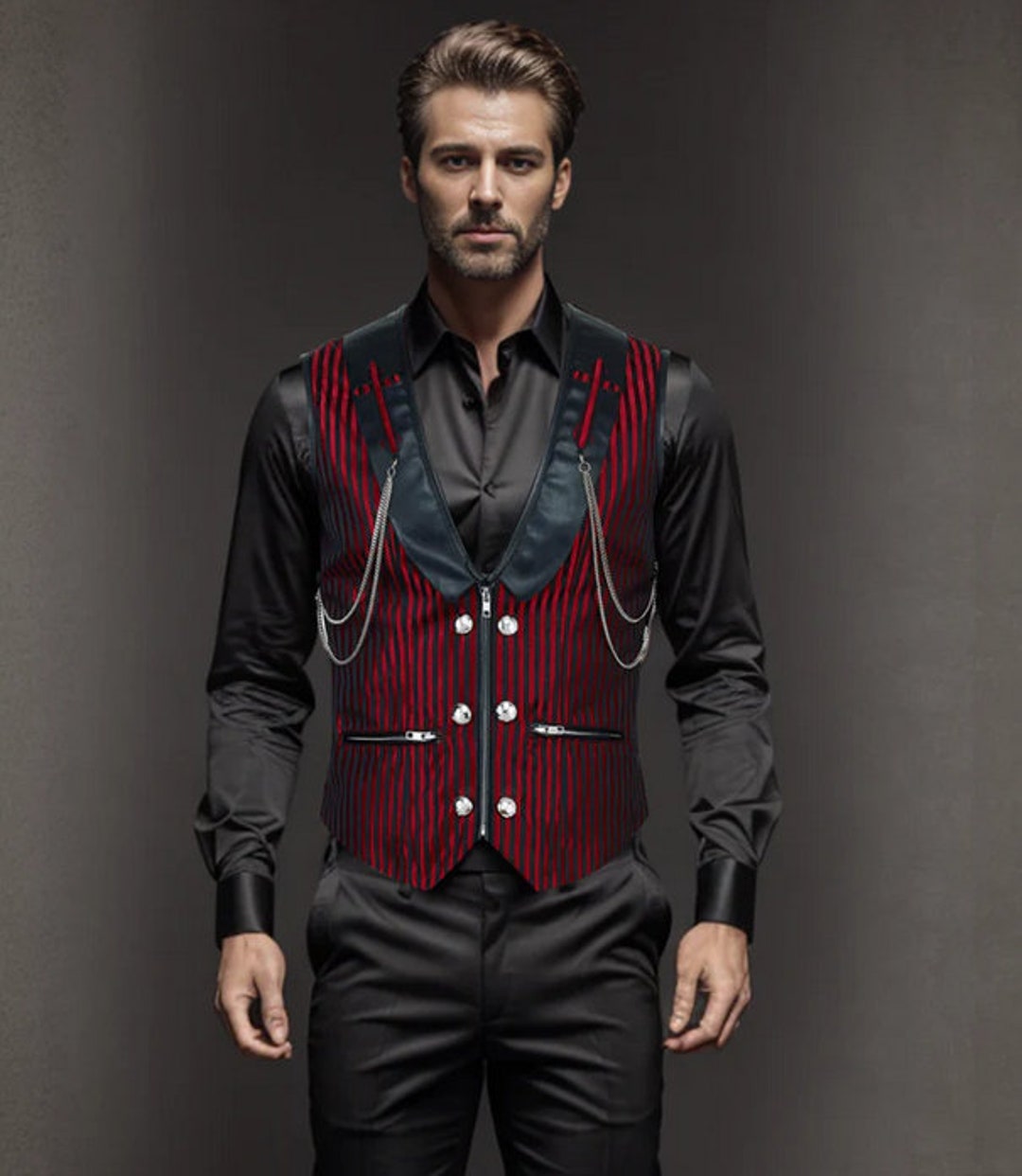 Steampunk Gothic Victorian Edwardian Aristocrat Elegant Style Alternative Wedding Red Vest Suit Waistcoat Plus Size S to 7XL Etsy UK