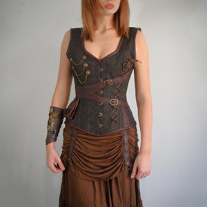 Steampunk Korsett Viktorianischer Piraten Stil Kleid 2 Stück - Stahl Ohne Knochen Korsett mit Rüschen Doppelschicht Rock - Cosplay Outfit Plus Size