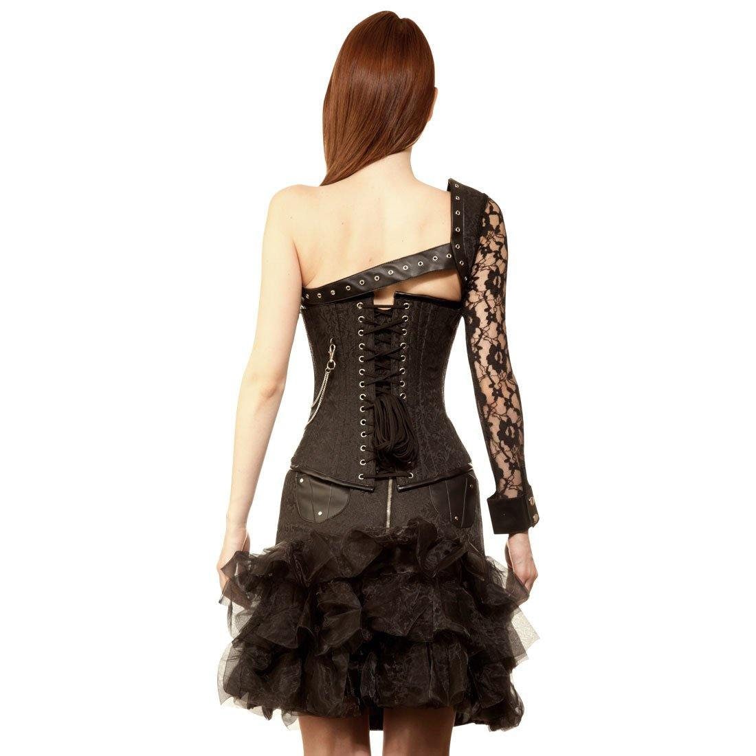Skull Overbust Corset Dress Set: Gothic Steampunk Outfit With Sleeve - Etsy