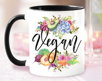 VEGAN Mug - Vegetarian, Plant Based, Vegan gift, Green mug,  friends not food, Veggie Mug