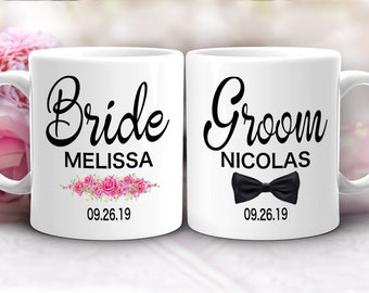 Bride / Groom 2 Mug Set - Bridal mugs / Shower Gift / Engagement / Wedding Gift.