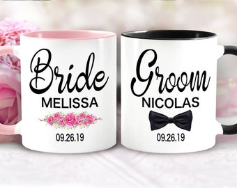 Bride / Groom 2 Mug Set - Bridal mugs / Shower Gift / Engagement / Wedding Gift.