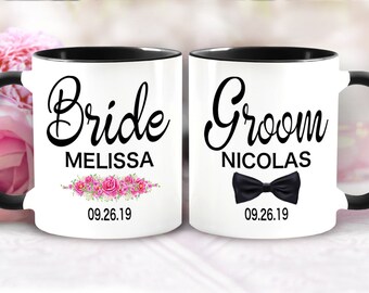 Bride / Groom 2 Mug Set - Bridal mugs / Shower Gift / Engagement / Wedding Gift.