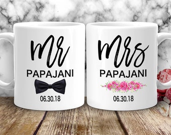 Mr / Mrs 2 Mug Set - Bridal mugs / Shower Gift / Engagement / Wedding Gift.