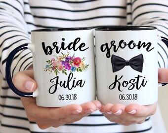 Bride / Groom 2 Mug Set - Bridal mugs / Shower Gift / Engagement / Wedding Gift.