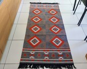 Secret Sea Collection, Southwest Style Area Rug Runner, Cotton (80 x 180 cm, 2.5 39 x 6 39 feet, Orange-Grey- Brown)