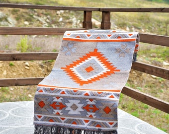 Secret Sea Collection Alfombra mexicana - Lavable, reversible (2' x 4' pies, 60 x 120 cm, naranja-gris)