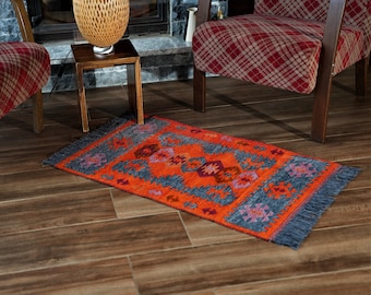 Petit tapis bohème de la collection Secret Sea - Coton, lavable (2 x 3 pi, 60 x 90 cm, Gris-orange)