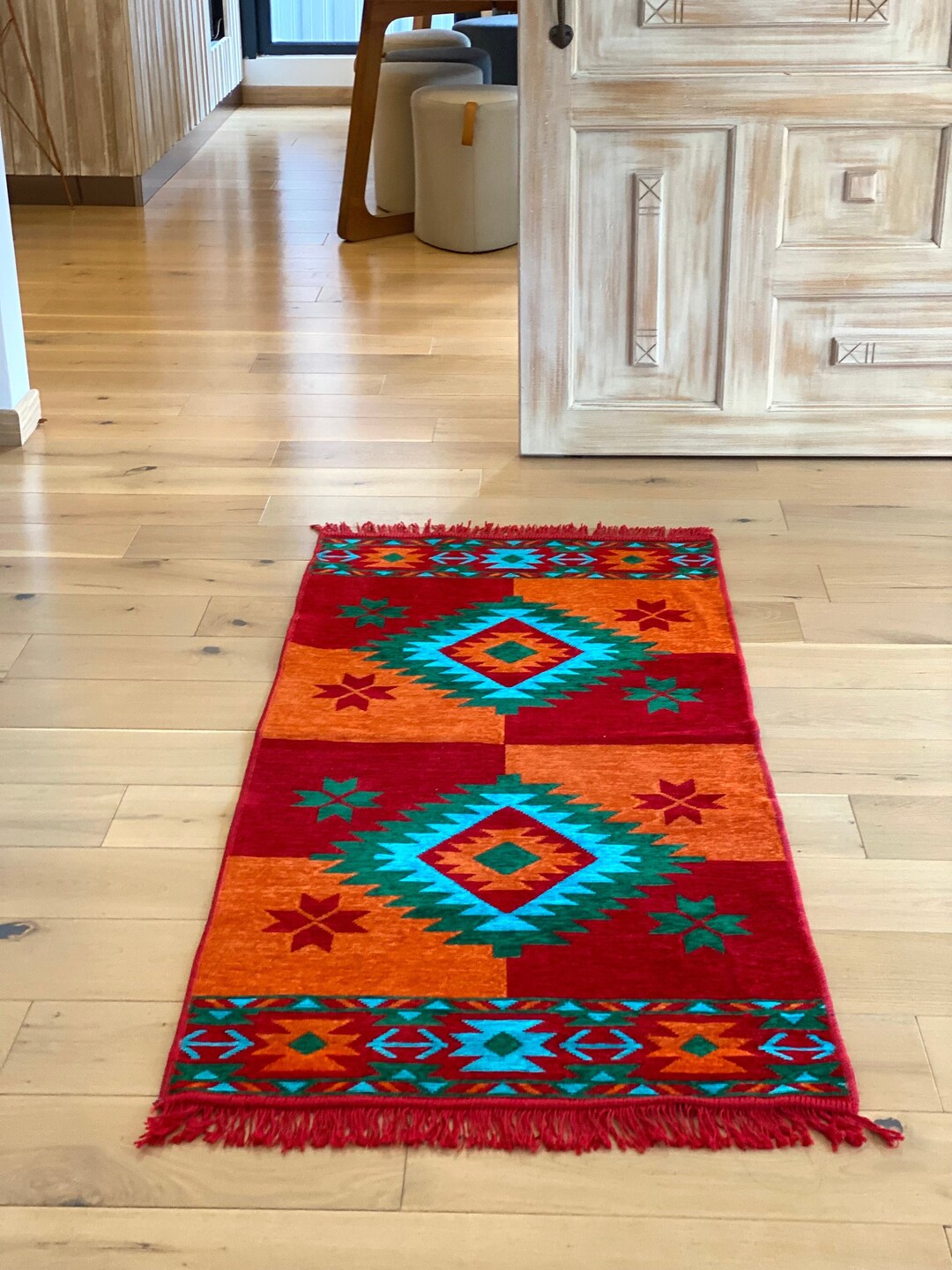 Secret Sea Collection Mexican Area Rug Washable, Reversible 2' X 4