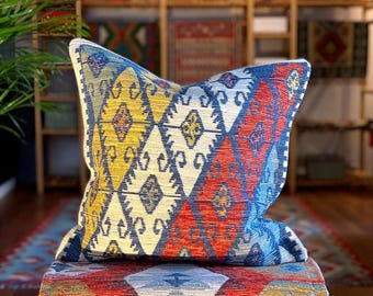 Kilim Pillow Cover: Nomad Path, Cotton, 19x19inches