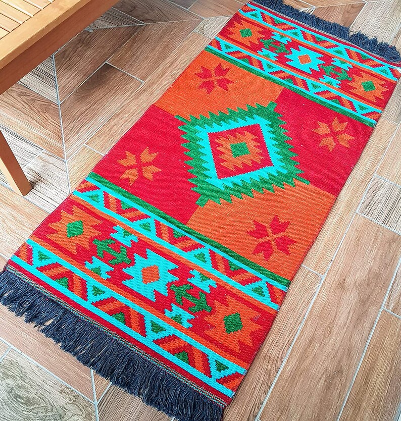 Secret Sea Collectionmexican Area Rug Double Sided Washable Etsy