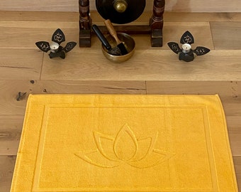 Secret Sea Collection, Lotus Flower Series Bath Mat Towel,Amber, Foot Towel, Yoga Towel, 100% Turkish Cotton SET OF 2