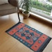 Petit tapis bohème moderne de la collection Secret Sea - 60 x 90 cm (2' x 3') - Coton réversible, lavable (turquoise-orange)