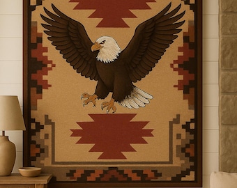 Southwestern Eagle Area Rug: Native American Geometric Design ( Non-slip backing) - 2x3 2x4 3x5 feet