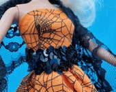 Halloween Barbie Ball Gown Dress, handmade barbie clothes