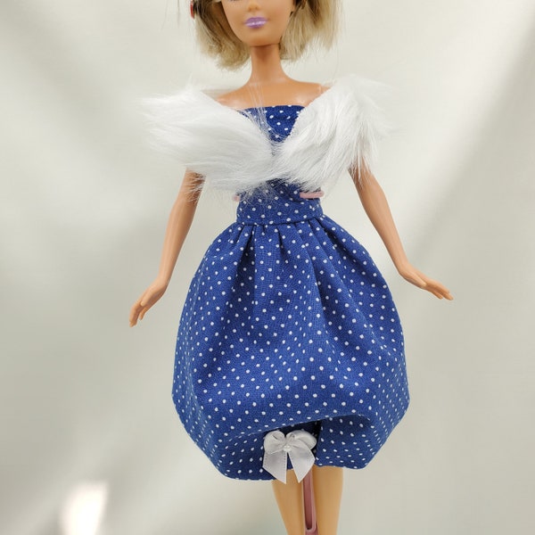 1959 Vintage Style Fashion Doll Clothes Dress, handmade 11.5" doll dress for dolls like Barbie, vintage retro mod styles