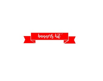 banner kit - lot 14 banners - svg file - vector file - cutting machine file, Cricut cutting file, Silhouette