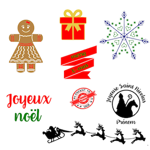 Kit illustration noël et saint Nicolas - fichier svg - fichier PNG -machine de découpe - noel- Cricut fichier de découpe , Silhouette