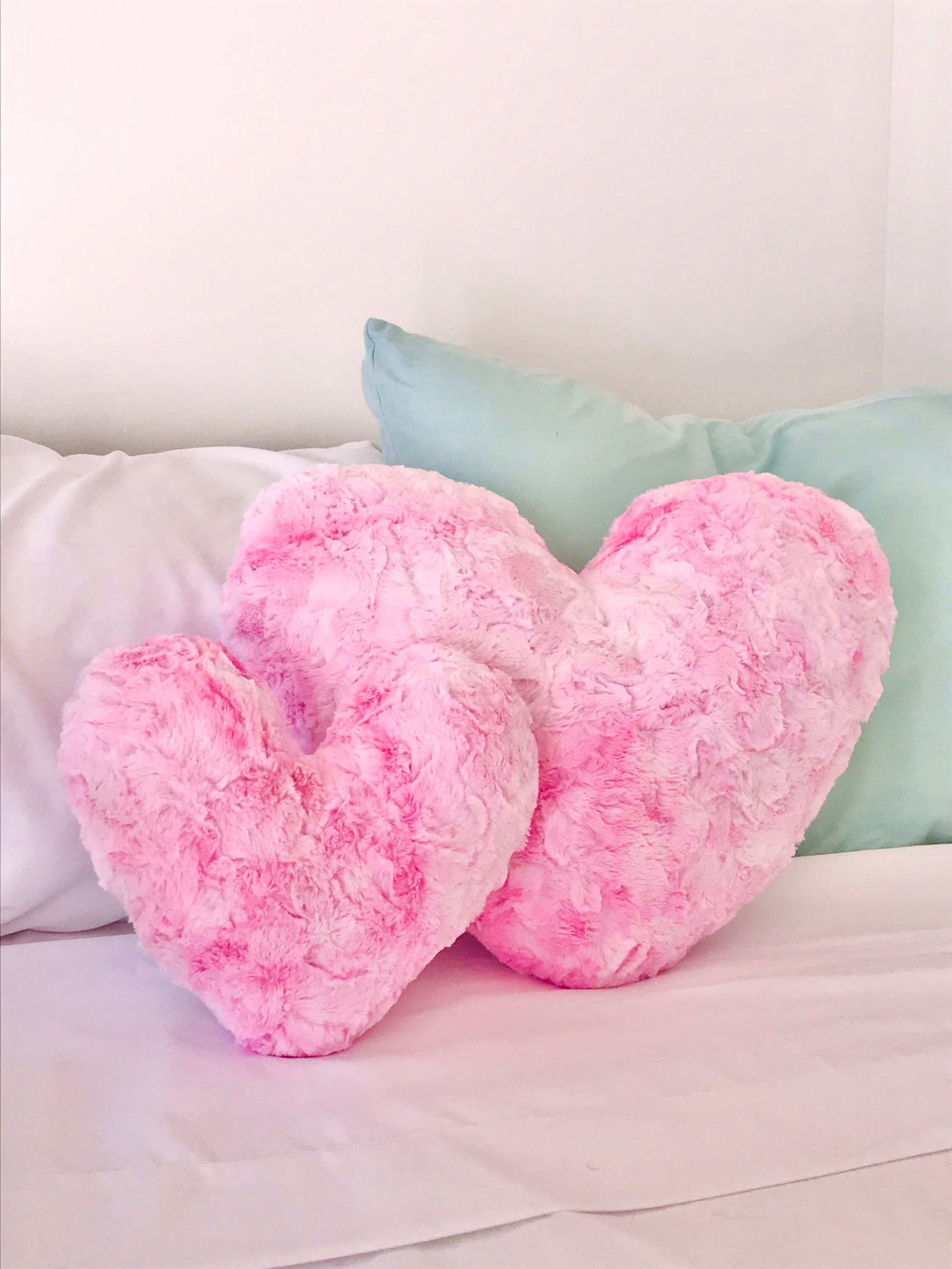 Pink Heart Pillow Heart Shaped Pillow Fluffy Heart Pillow | Etsy