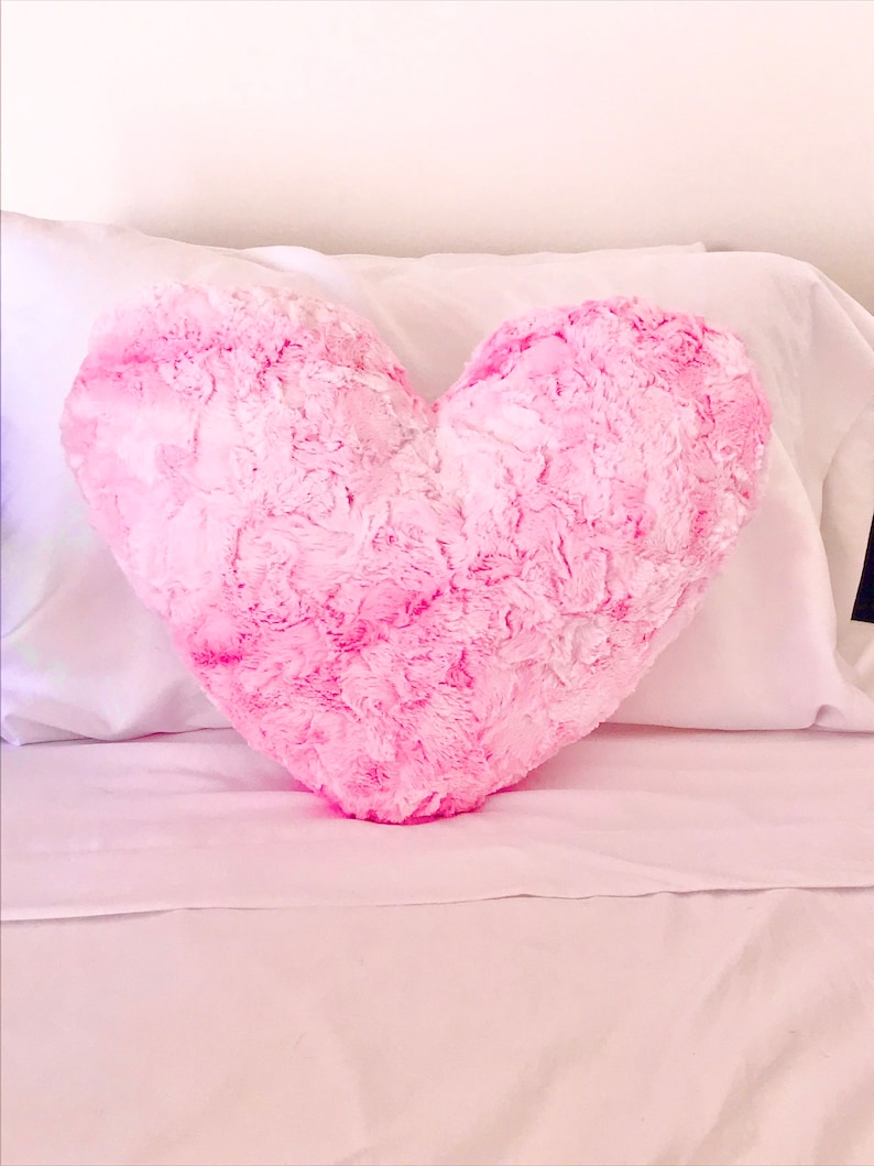 Heart Shaped Pillow Pink Heart Pillow Fluffy Heart Pillow Etsy