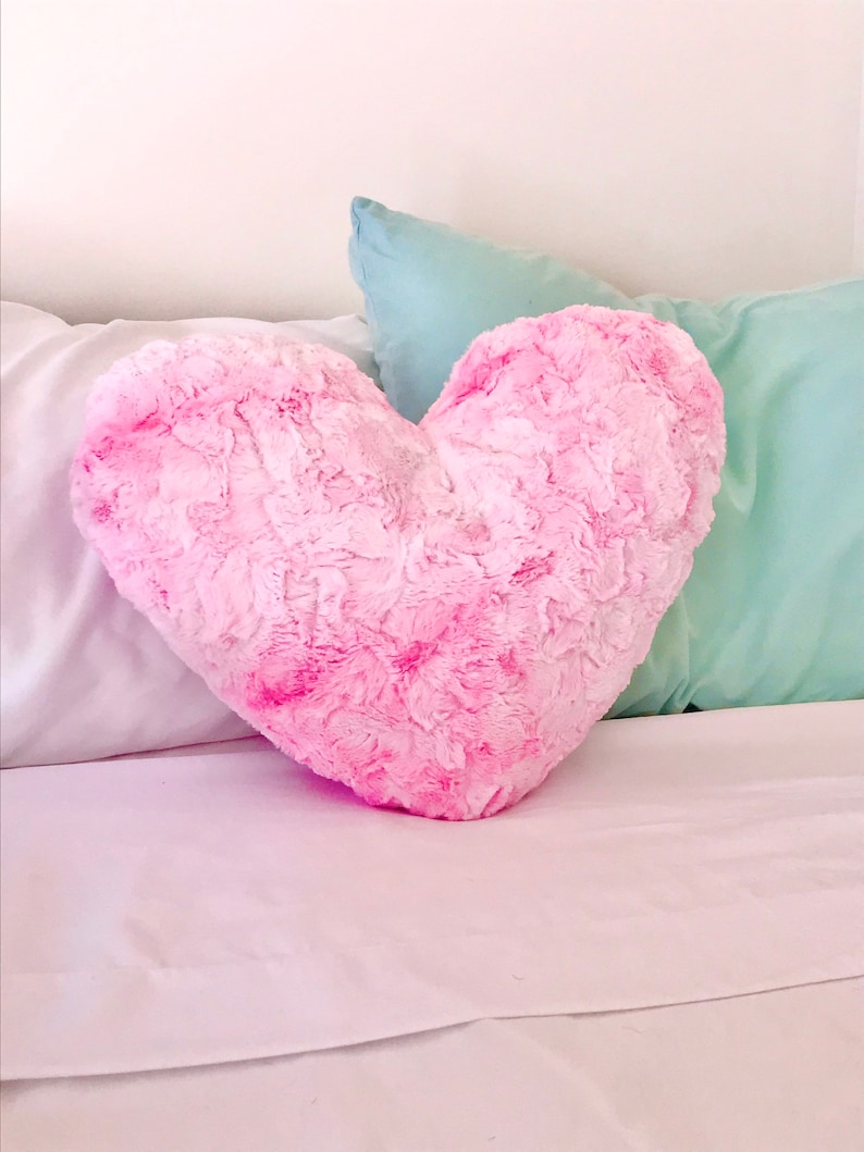 Heart Shaped Pillow Pink Heart Pillow Fluffy Heart Pillow Etsy