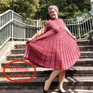 PDF KNITTING pattern only.Women Summer Ribby Swing Dress.Hand knitted.Seamless, knitted top down.Easy to follow chart and instructions.