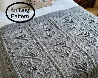 PDF knitting pattern in English.Hand knitted blanket/afghan/bed throw pattern.Housewarming gift,present.Knitting chart,written instructions.