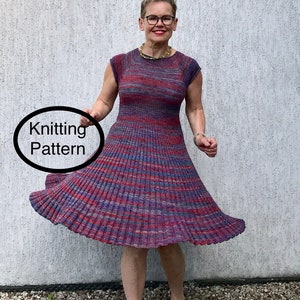 PDF KNITTING pattern only.Women Simply Ribby Rib dress hand knitted. Seamless, knitted top down.Easy to follow chart and instructions.