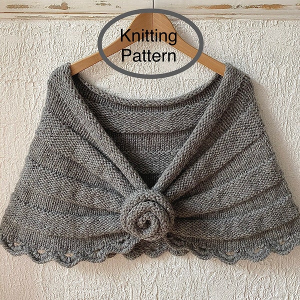 PDF KNITTING pattern only.Women Chunky Hand knitted Capelet.Seamless,knitted bottom up.For any season and occasion.easy begginers knitting.