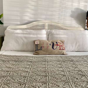 Hand knitted bedspread,afgan,throw,blanket with removable pompoms.House warming,Christmas,Birthday,Lace anniversary wedding gift,present.
