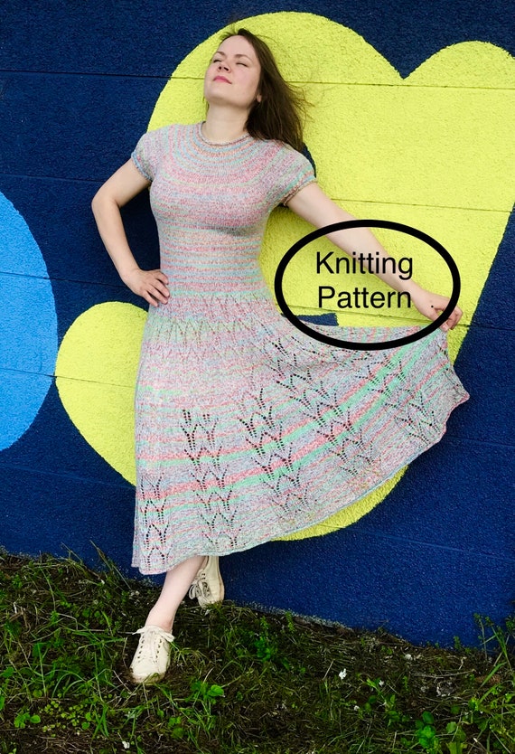 PDF KNITTING Pattern in English Only.pastel Flippy Dress.hand Knitted Lace Retro Style Seamless Dress,knitted Top Down Knitting Pattern. - Etsy PDF KNITTING Pattern in English Only.pastel Flippy Dress.hand Knitted Lace Retro Style Seamless Dress,knitted Top Down Knitting Pattern. - Etsy