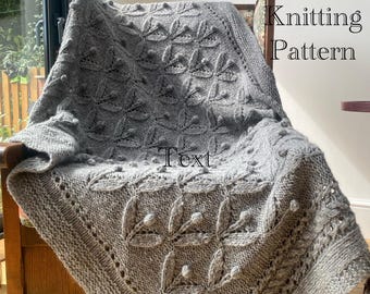 Blooming Trellis Blanket Knitting Pattern (PDF Download). English only. Knitting instructions and chart.